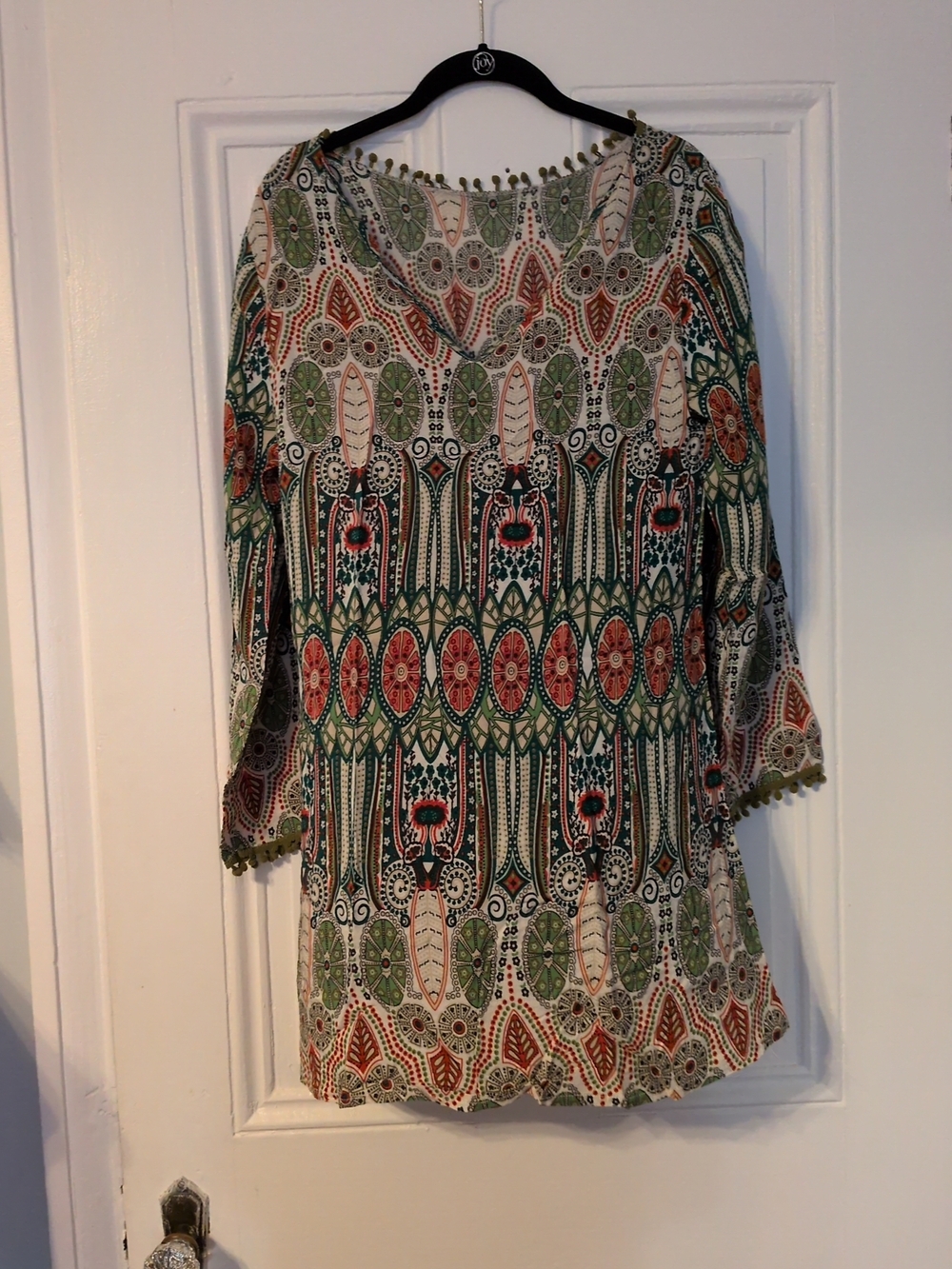 Women’s Bohemian Printed Tunic Top - Green, Coral, Cream